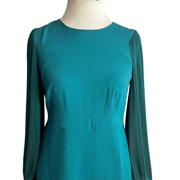 J. Crew Dress Womens 4 Green Foggia Crepe Pleated Sleeves Cocktail NWT $170 - Picture 4 of 11